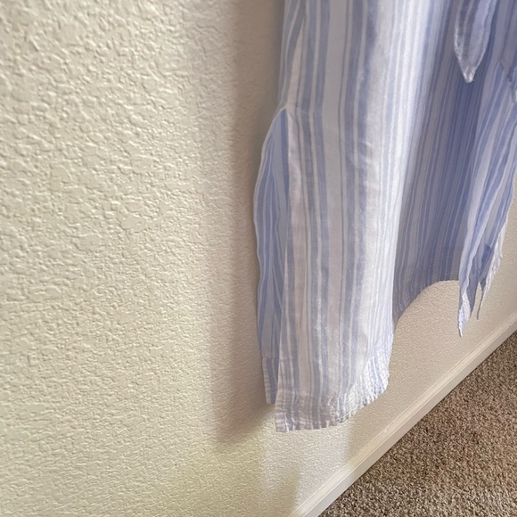 Sigrid Olsen Linen Sleeveless Stripe Maxi Dress S Blue White - Picture 4 of 8